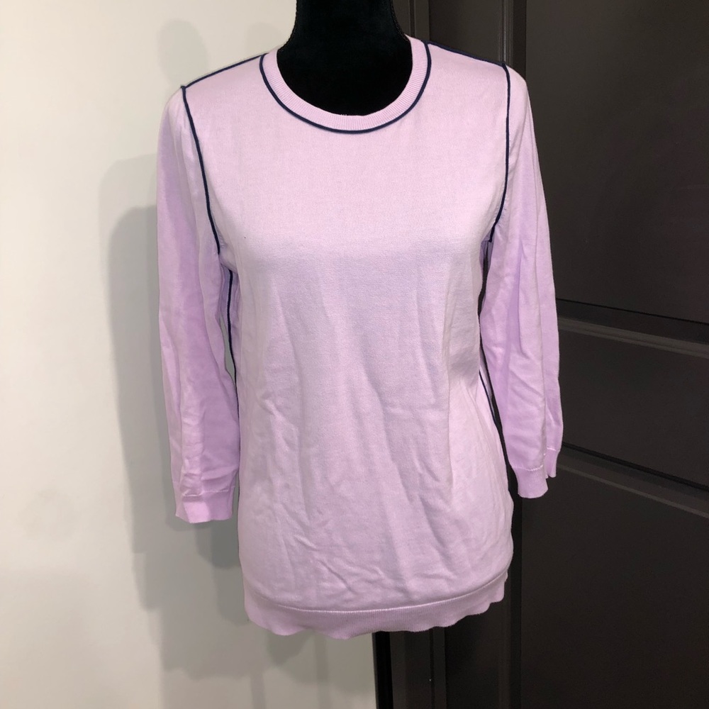 Lands’ End Supima Cotton Sweater Women’s Small Misty Lilac 3/4 Sleeve Crewneck